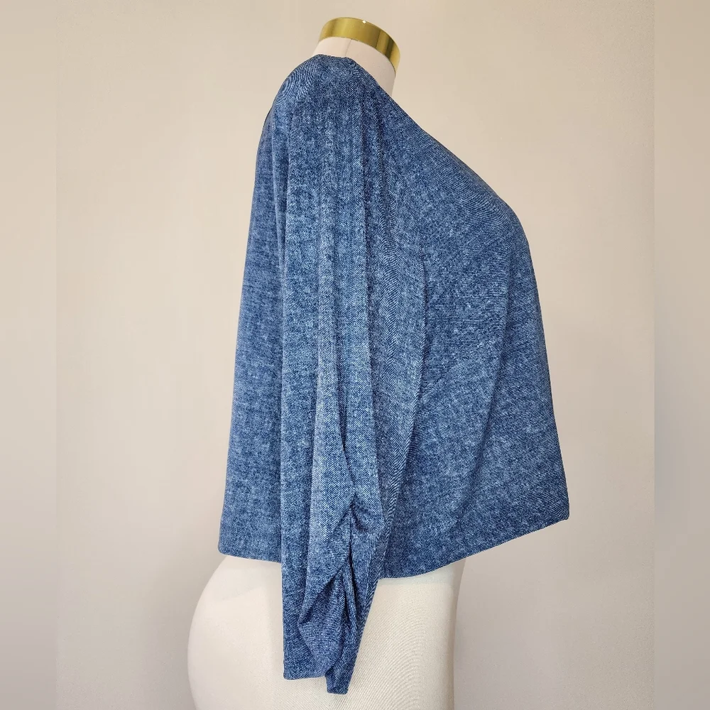 Preceptions Womans 3X Denim Blue Color Cropped Cardigan - Picture 6 of 10